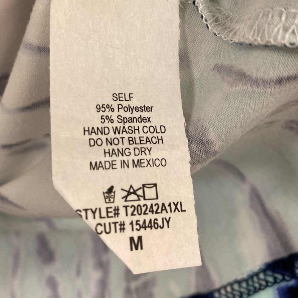 WHITE birch blue tie dye v neck cut out top - Picture 5 of 7